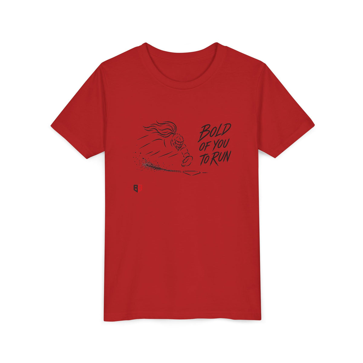 Youth Softball Catcher Tee — "Bold of You to Run" Bella + Canvas Graphic Shirt