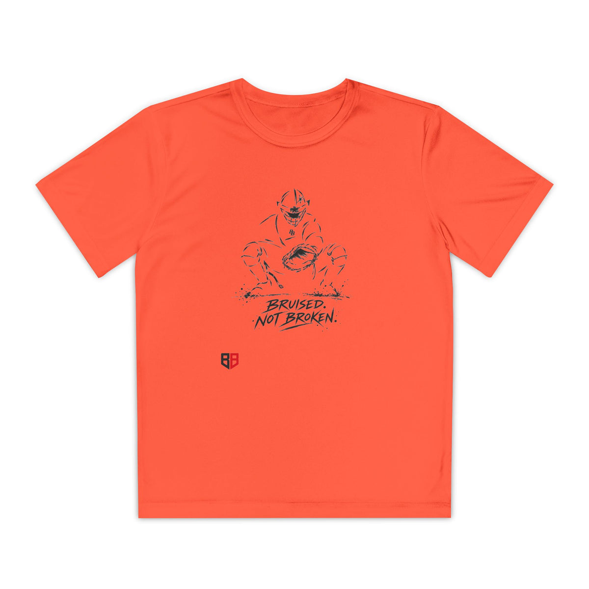 Youth Catcher Tee — 'Bruised Not Broken' Catcher Sports Shirt