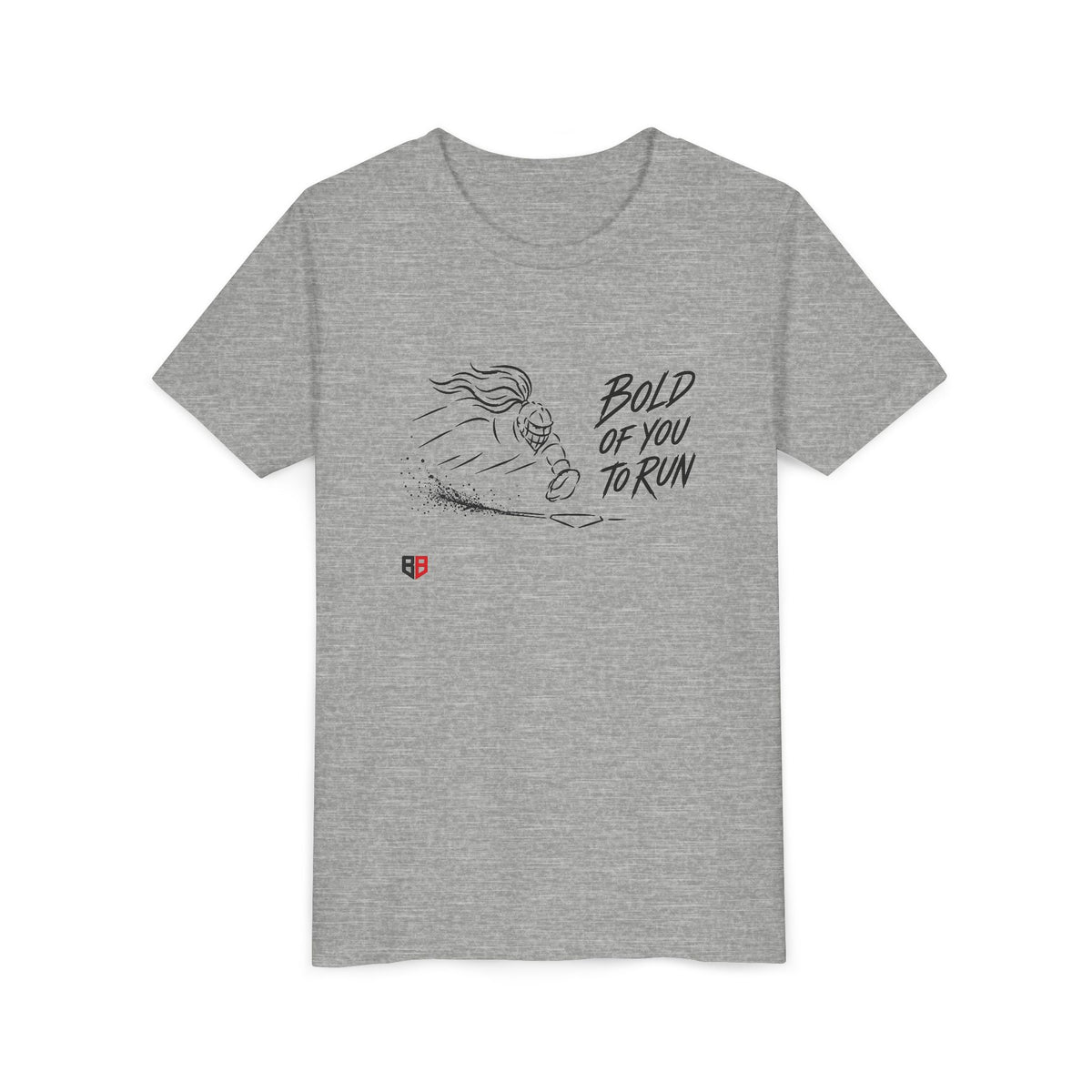 Youth Softball Catcher Tee — "Bold of You to Run" Bella + Canvas Graphic Shirt