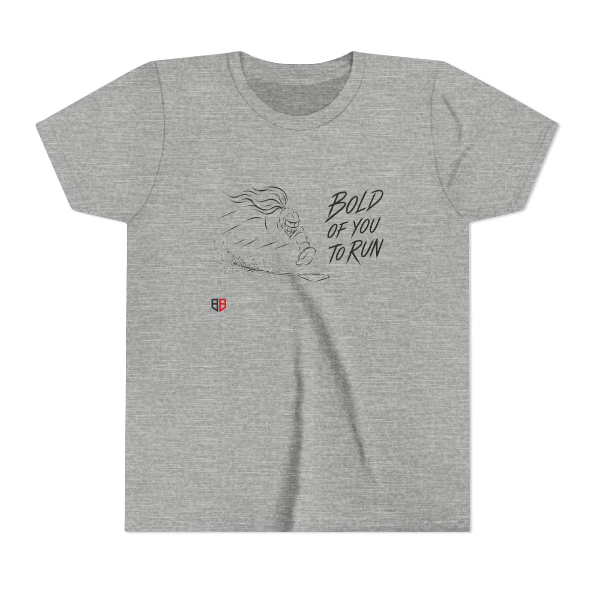 Youth Softball Catcher Tee — "Bold of You to Run" Bella + Canvas Graphic Shirt