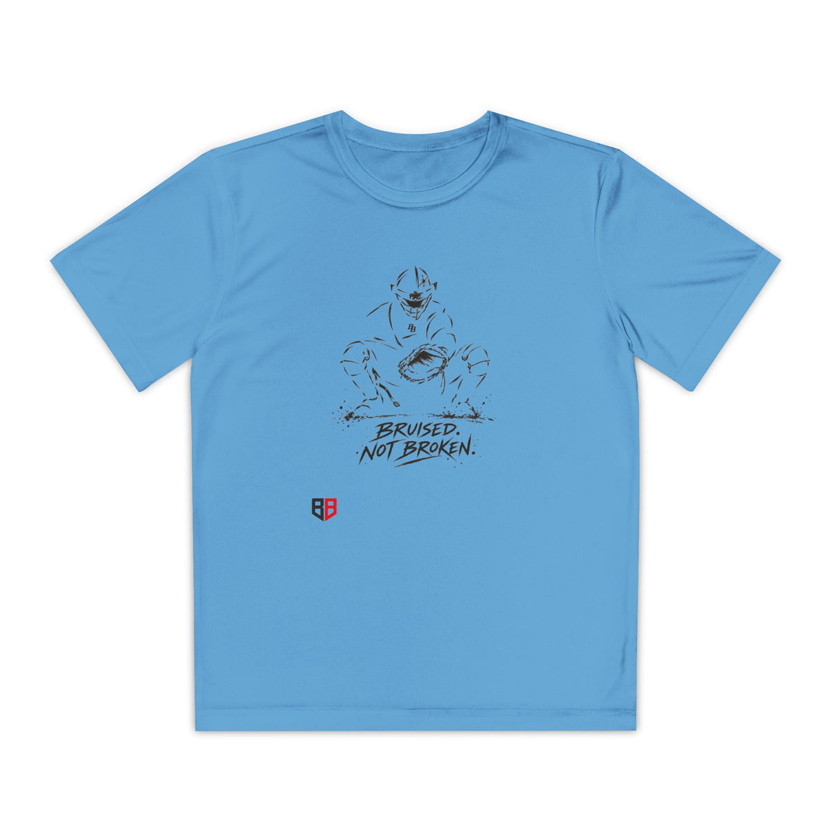 Youth Catcher Tee — 'Bruised Not Broken' Catcher Sports Shirt